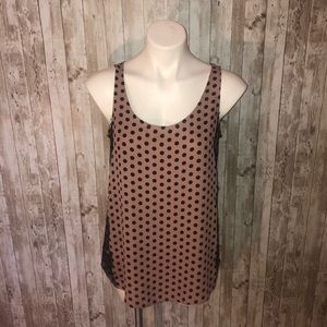 Ann Taylor Loft tan colored w/black polka dot tank